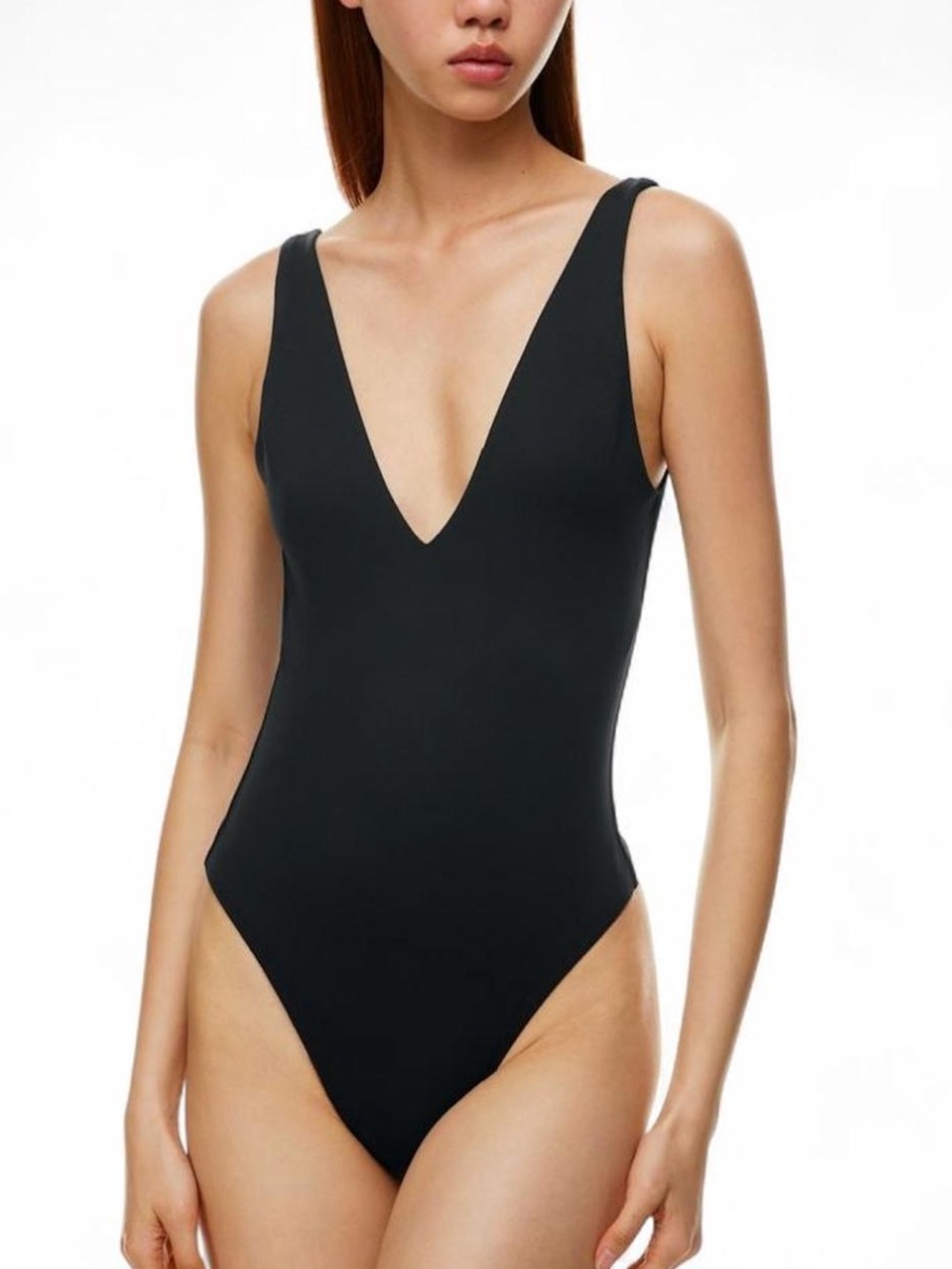 Aritzia Babaton Contour V-Neck Bodysuit in Black